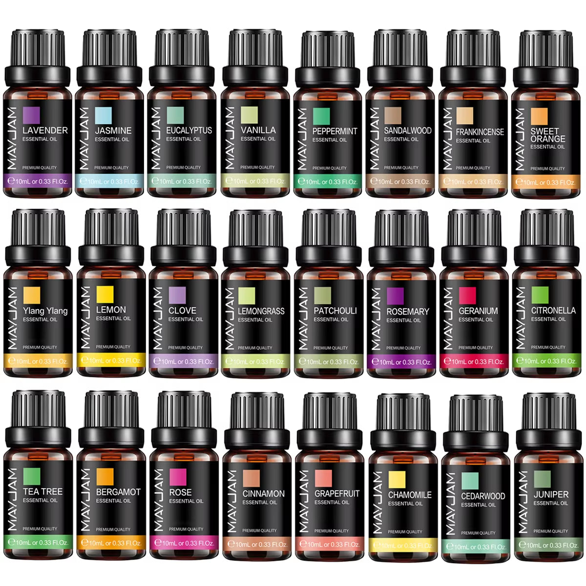 Essential Oil Blend - 10ML Lavender, Lemongrass, Jasmine, Vanilla, Eucalyptus, Rose, and Lemon for Humidifiers, Diffusers, and Candle Making